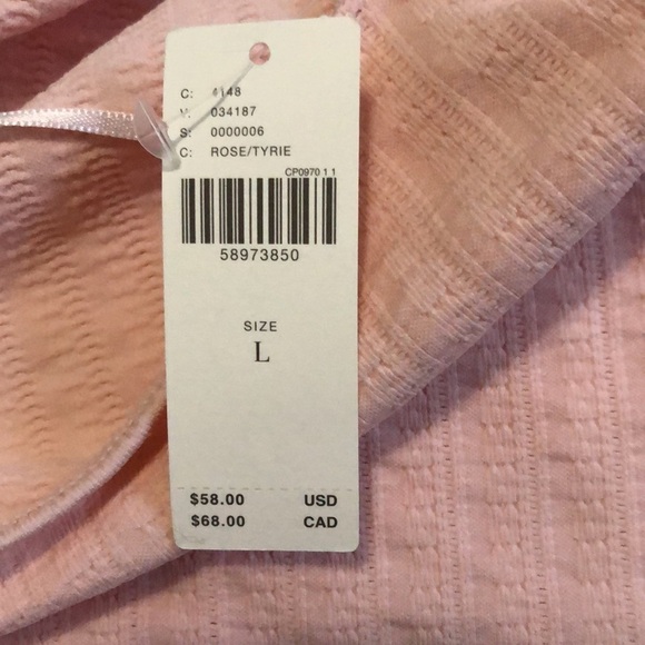 💛 L 💛 NWT Anthro Ribbed Scoop Back Light Pink Long Sleeve​ - Picture 4 of 9